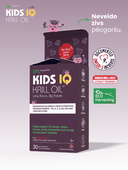 LYL KIDS IQ Krill Oil, košļājamas pastilas ar augļu garšu, 30 gab. - 5