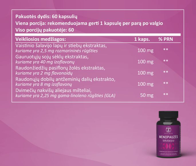 SAPIENS Menopauzės laikotarpiui kapsulės, 60 vnt. - 3