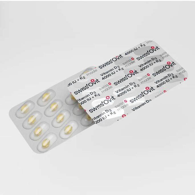 SWISS OVIT Vitamin D3 4000 IU +K2 kapsulas, 30 gab. - 2