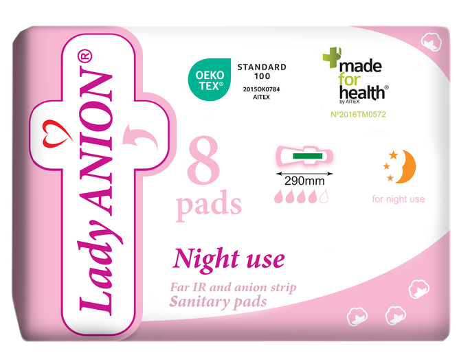 LADY ANION Night Use higiēniskās paketes, 8 gab. - 1