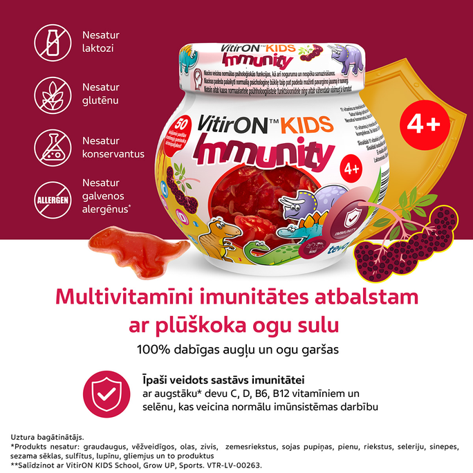 VITIRON Kids Immunity pastilas, 50 gab. - 2