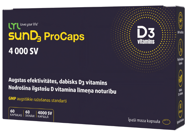 LYL sunD3 ProCaps 4000 SV kapsulas, 60 gab. - 1