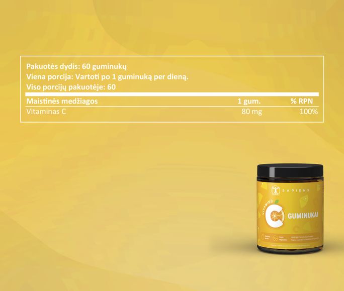 SAPIENS Vitaminas C  guminukai, 60 vnt. - 3