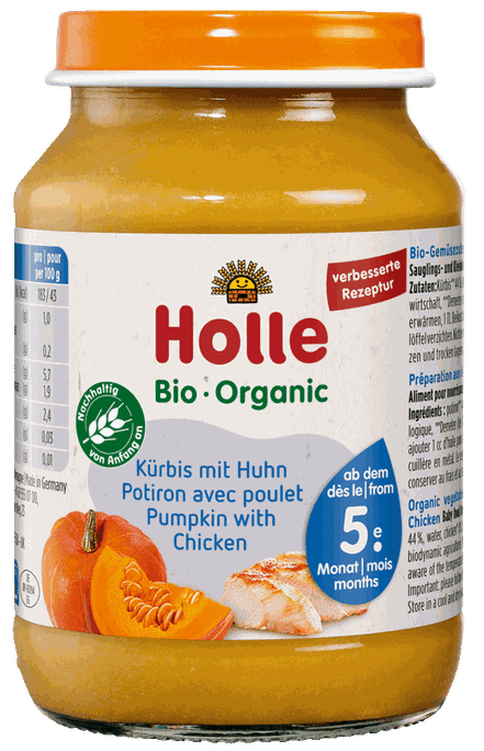 HOLLE Ķirbju un vistas biezenis, 190 g - 1