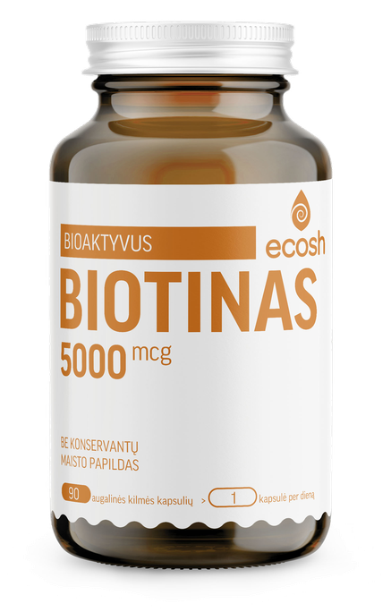 ECOSH bioaktyvus Biotinas 5000 µg kapsulės, 90 vnt. - 1