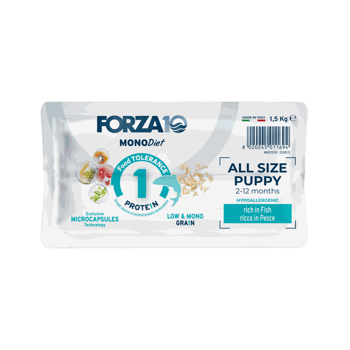 FORZA10 Monodiet All Size Puppy Ar Zivi, Suņiem sausā barība, 1.5 kg - 3