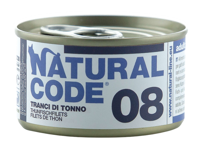 NATURAL CODE 08 Tunča Šķēles konservi kaķiem, 85 g - 1