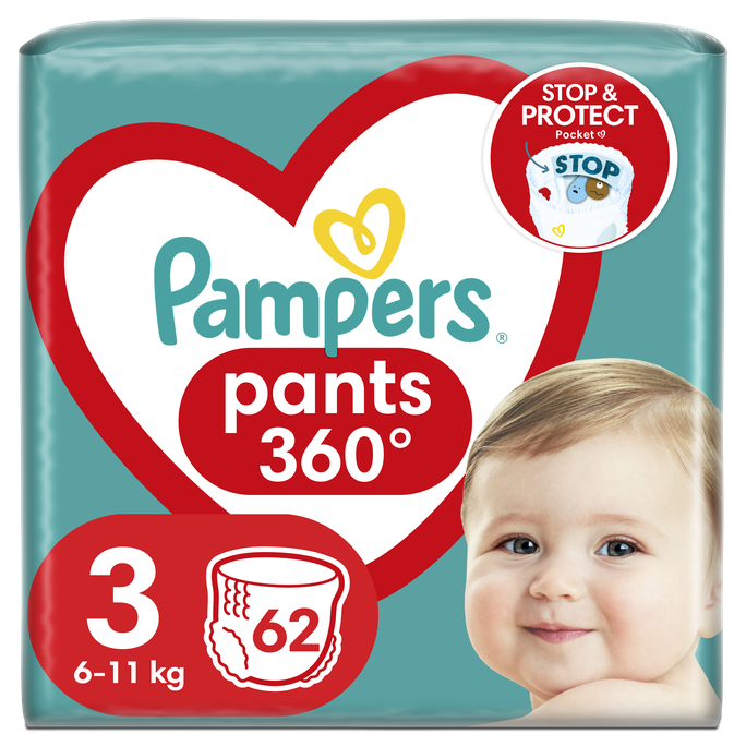 PAMPERS Pants 3, 6-11 kg autiņbiksītes, 62 gab. - 1