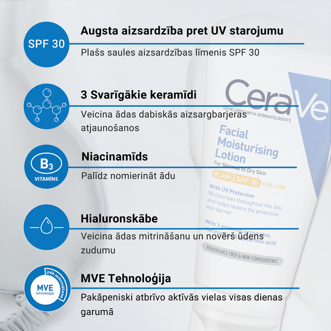 CERAVE Moisturising SPF 30 sejas krēms, 52 ml - 5