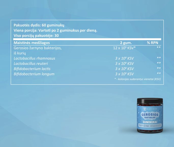 SAPIENS Gerosios Bakterijos guminukai, 60 vnt. - 3