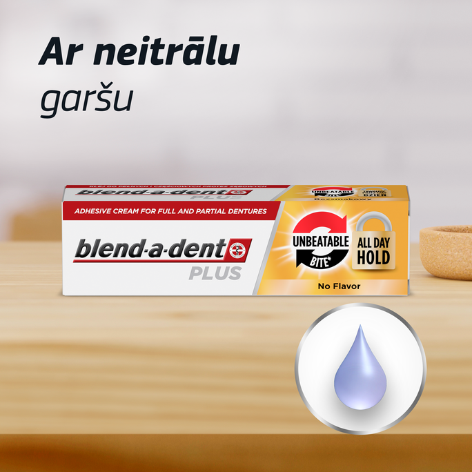 BLEND-A-DENT Plus Unbeatable Bite, No Flavor fiksācijas krēms zobu protēzēm, 40 g - 5
