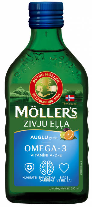 MOLLERS zivju eļļa (augļu garša), 250 ml - 1