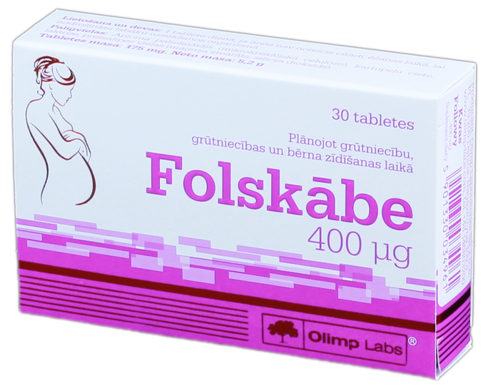 OLIMP LABS Folskābe 400 µg tabletes, 30 gab. - 1