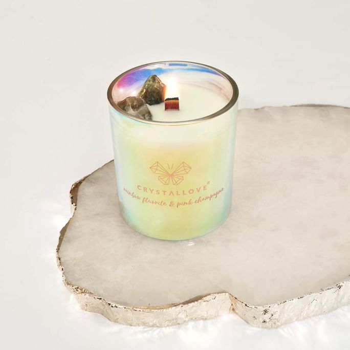 CRYSTALLOVE Rainbow Fluorite & Champagne Soy aromātiskā svece, 1 gab. - 5