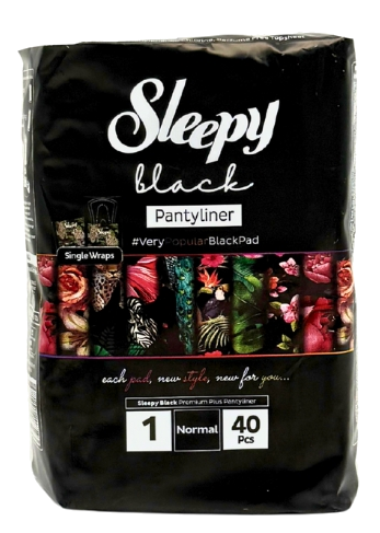 SLEEPY Black Normal, kasdieniai įklotai, 40 vnt. - 1