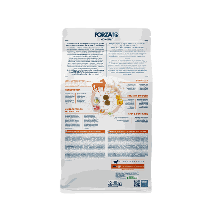 FORZA10 Monodiet Medium Adult Ar Zirgaaļu Un Zirņiem, Suņiem sausā barība, 1.5 kg - 2