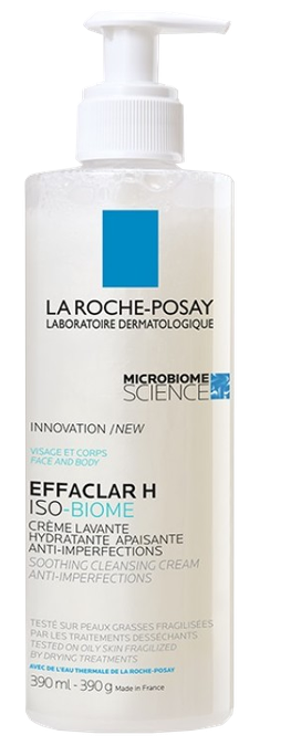 LA ROCHE-POSAY Effaclar H Iso-Biome nomierinošs, mitrinošs, attīrošs krēms, 390 ml - 1