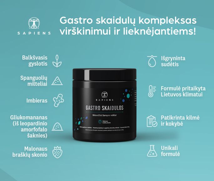 SAPIENS Gastro Skaidulos milteliai, 300 g - 2