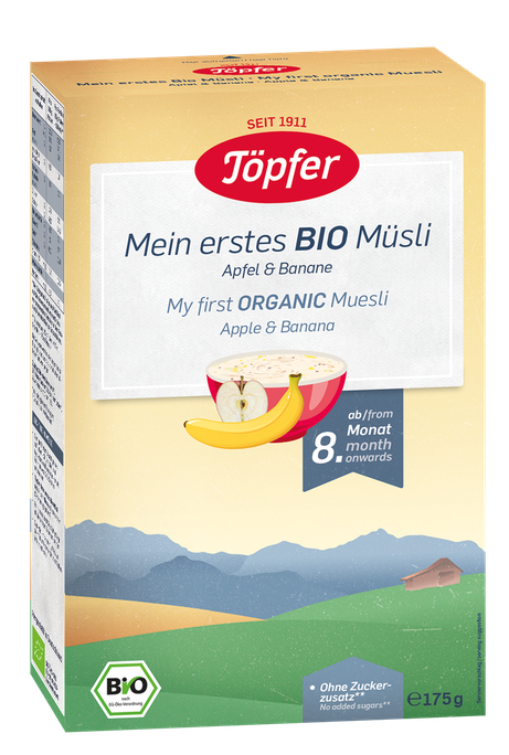 TOPFER Banānu Un Ābolu Bio no 8 mēn. putra muslis, 175 g - 1