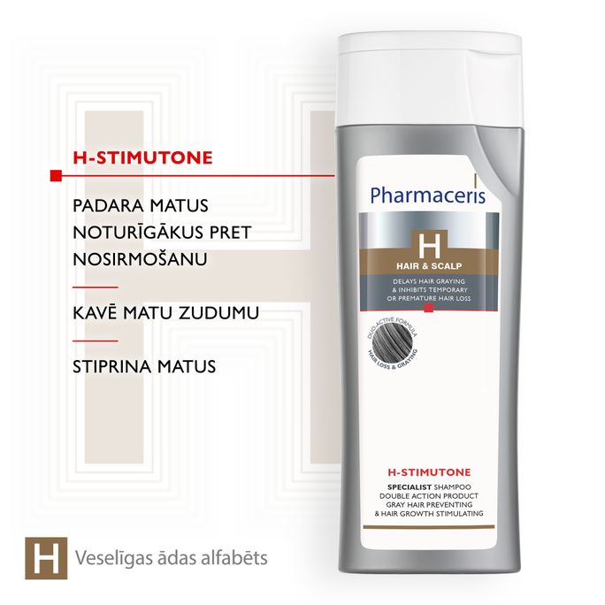 PHARMACERIS H Stimutone žiliems, silpniems ir ploniems plaukams šampūnas, 250 ml - 4