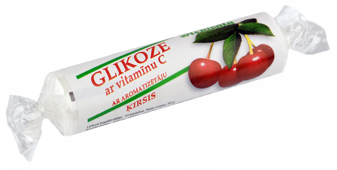 GLIKOZE ar ķiršu garšu tabletes, 10 gab. - 1