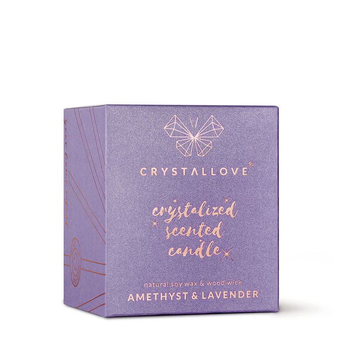 CRYSTALLOVE Amethyst & lavender soy aromātiskā svece, 1 gab. - 2