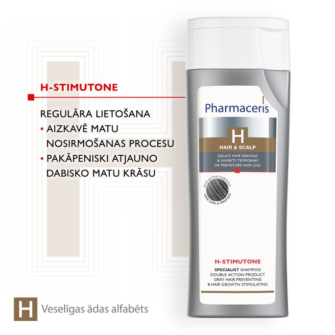 PHARMACERIS H Stimutone žiliems, silpniems ir ploniems plaukams šampūnas, 250 ml - 5