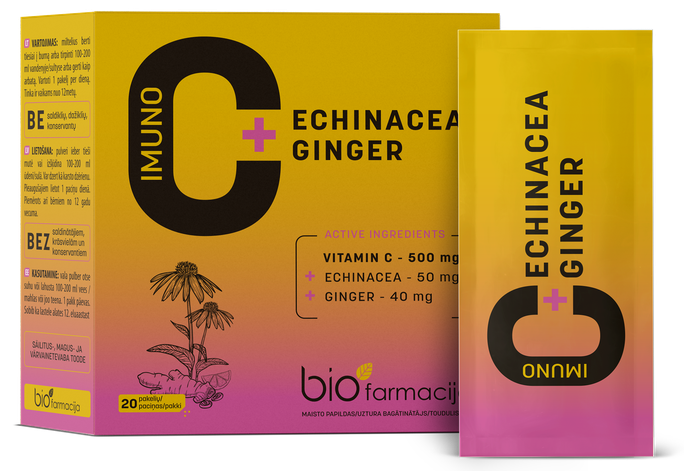 BIOFARMACIJA Imuno C+Echinacea+Ginger pulveris, 20 gab. - 1