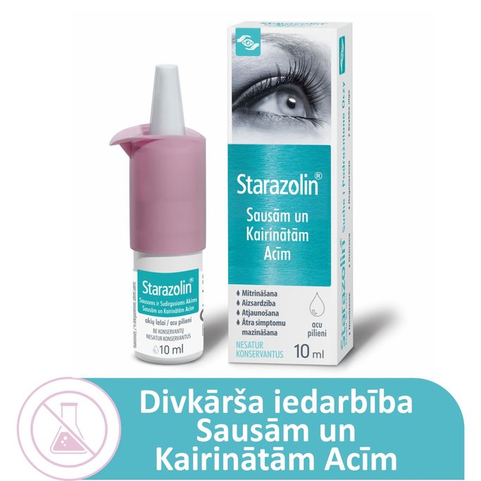 STARAZOLIN Sausām Un Kairinātām Acīm pilieni, 10 ml - 1