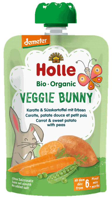 HOLLE Burkānu, saldo kartupeļu un zirņu biezenis, 100 g - 1