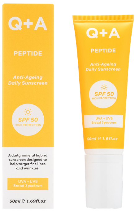 Q+A Peptide Anti-Ageing SPF50 saules aizsarglīdzeklis, 50 ml - 1