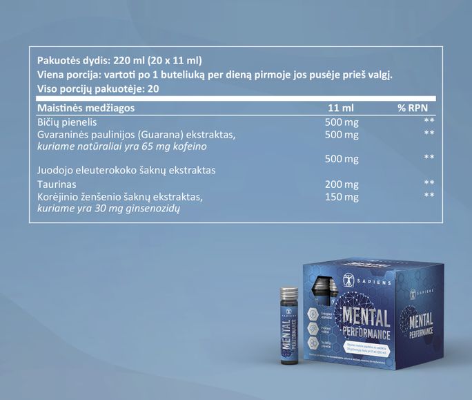 SAPIENS Mental Performance ampulės, 11 ml - 3