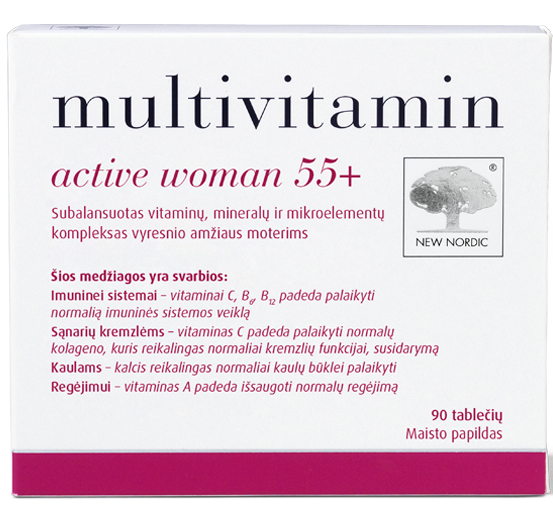 NEW NORDIC Multivitamin Active Woman 55+ tabletes, 90 gab. - 1
