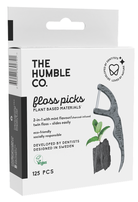 HUMBLE Charcoal, Ar Turētāju zobu diegs, 50 gab. - 1