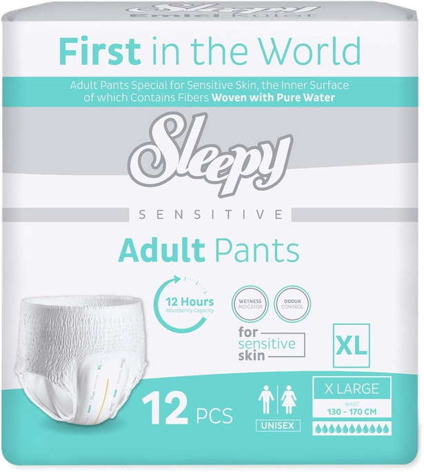 SLEEPY Sensitive Adult XL sauskelnės-kelnaitės, 12 vnt. - 1
