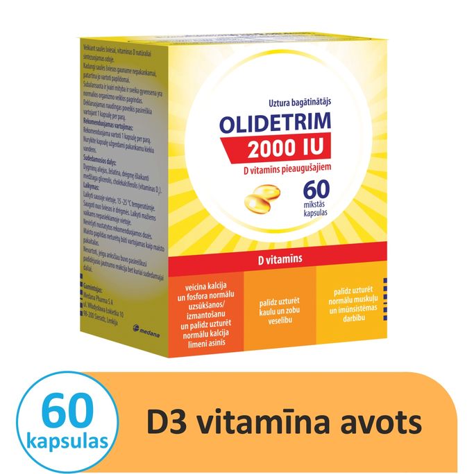 OLIDETRIM 2000 IU mīkstās kapsulas, 60 gab. - 1