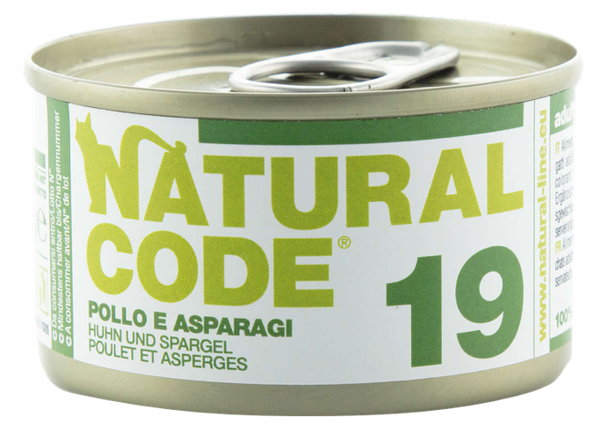 NATURAL CODE 19 Vista Un Sparģeļi konservi kaķiem, 85 g - 1
