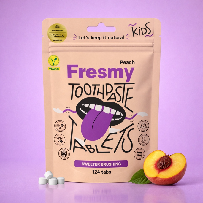 FRESMY Peach For Kids zobu pastas tabletes, 124 gab. - 2