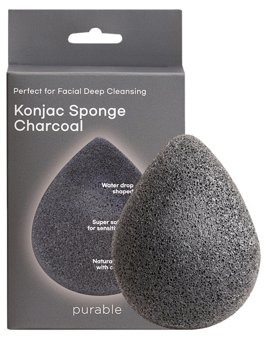 PURABLE Konjac Sponge - Charcoal attīrošs sūklis, 1 gab. - 1