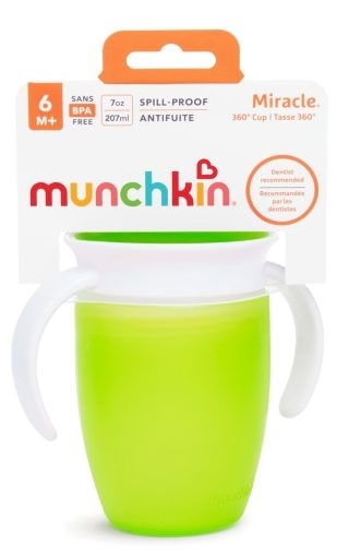 MUNCHKIN Miracle 360, zaļa, 6m+ mācību krūzīte, 207 ml - 1