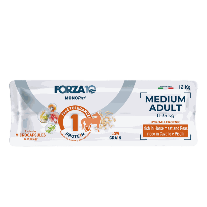 FORZA10 Monodiet Medium Adult Ar Zirgu Un Zirņiem, Suņiem sausā barība, 12 kg - 3