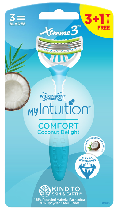 WILKINSON SWORD MyIntuition Comfort Coconut Delight Xtreme 3 vienreizlietojamie skuvekļi, 4 gab. - 1