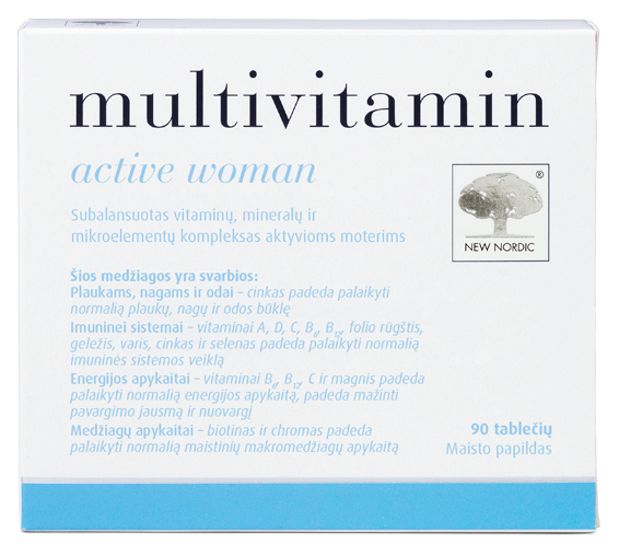 NEW NORDIC Multivitamin Active Woman tabletes, 90 gab. - 1