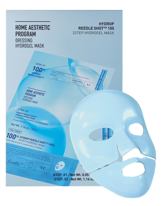 VT COSMETICS Hydrop Reedle Shot 100hL 2Step Hydrogel sejas maska, 33 g - 2