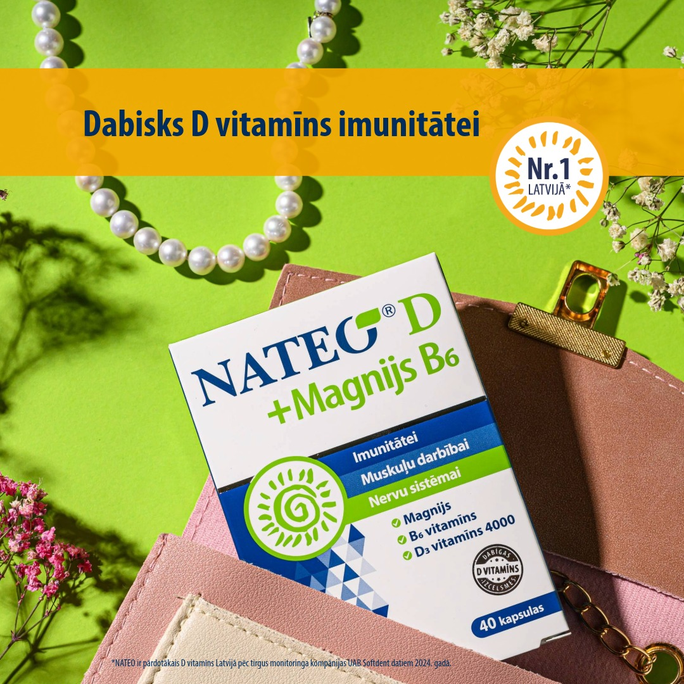 NATEO D 4000 SV + Magnijs B6 kapsulas, 40 gab. - 3