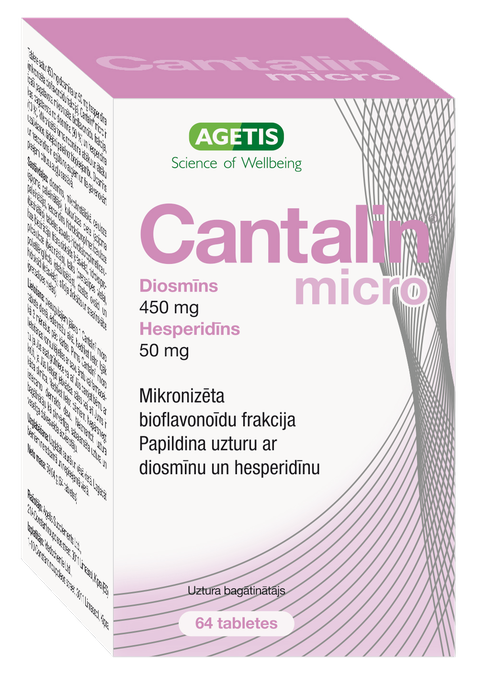 CANTALIN Micro Diosmīns 450 mg Hesperidīns 50 mg tabletes, 64 gab. - 1