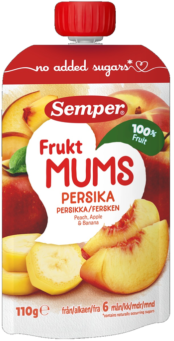 SEMPER Frukt Mums Persiku, Ābolu, Banānu (No 6 Mēn.) biezenis, 110 g - 1