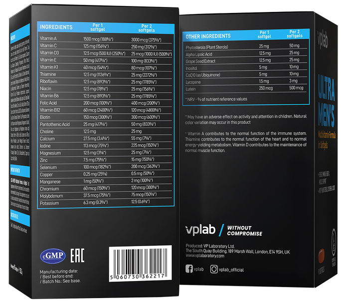 VPLAB Ultra Men's Sport Multivitamin mīkstās kapsulas, 90 gab. - 3
