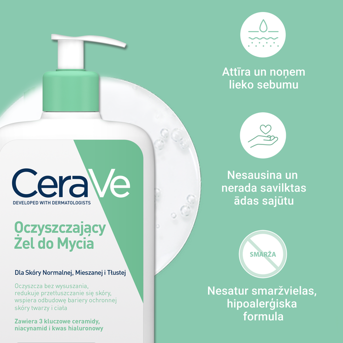 CERAVE Foaming (refill) valomasis gelis, 473 ml - 3