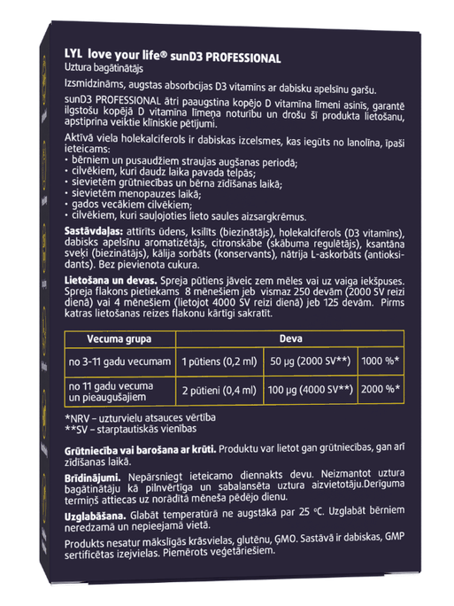 LYL sunD3 PRO 4000 SV | 2000 SV (250 devas) sprejs, 50 ml - 2
